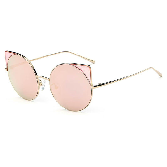 Dublin Mirrored Lens Round Cat Eye Sunglasses