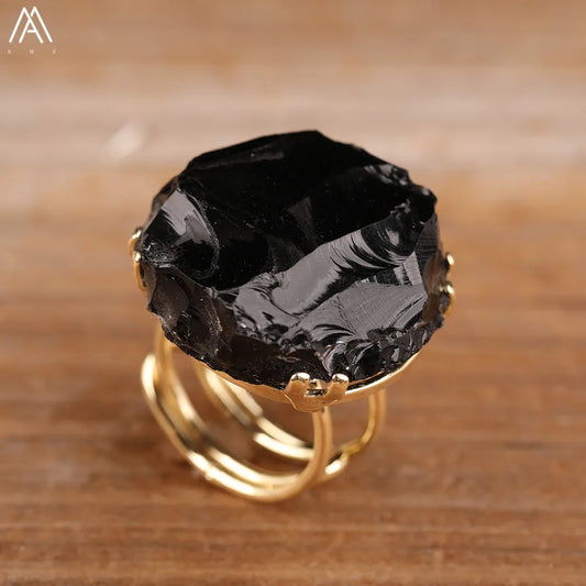 Natural White Quartz Crystal Gold Rings