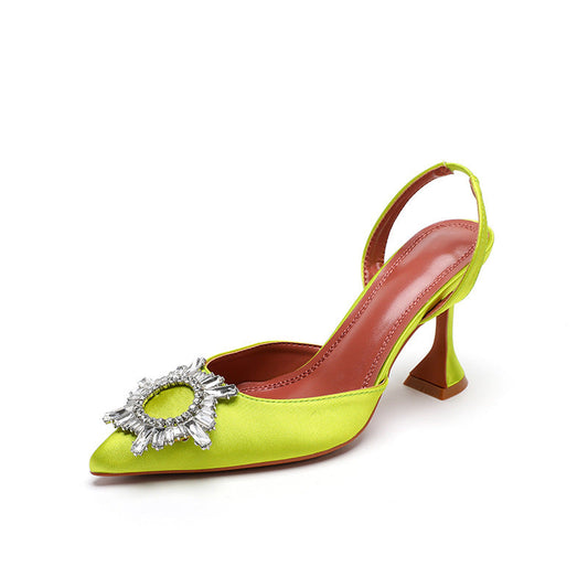 Talon Pour Femme Slingback Crystal Diamond White Heels
