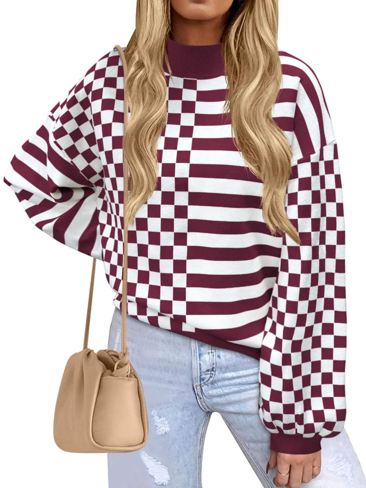 Fall Winter Sweaters Crewneck Lantern Long Sleeve Oversized Pullover