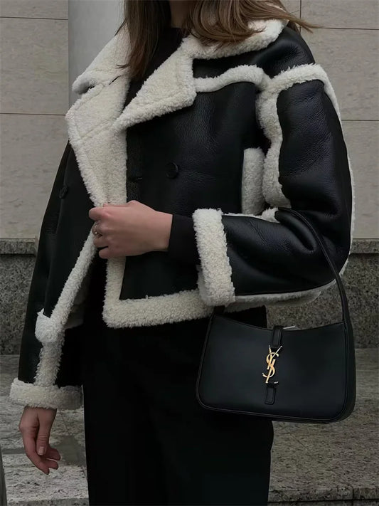 Tossy Lapel Fluffy Over-sized Sweater Coat