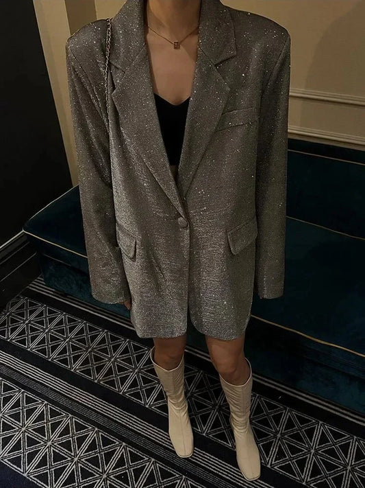 Tossy Sequin Glitter Lapel Suit Luxury Long Sleeve