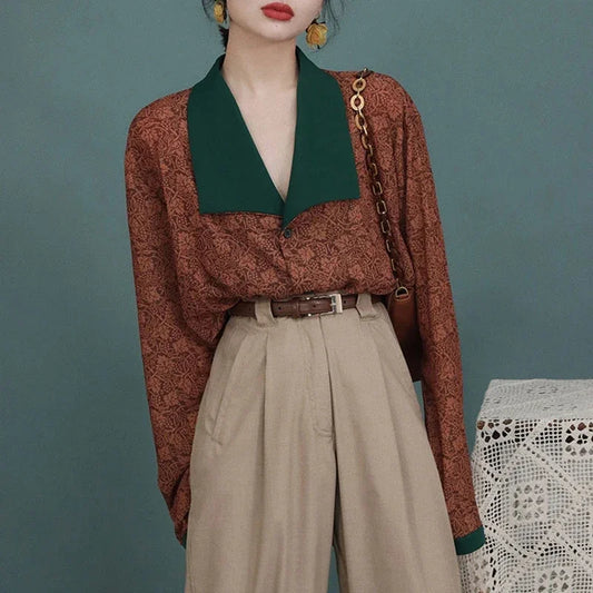 Vintage Floral Blouse Harajuku Patchwork