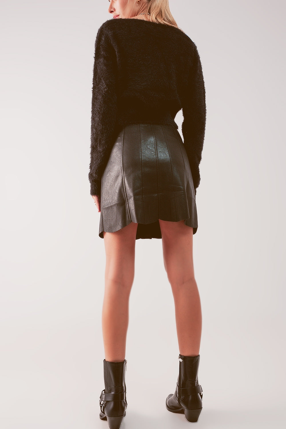 Button-Through Mini Skirt in Black