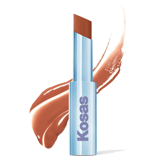 Kosas Wet Stick Moisturizing Shiny Sheer Lipstick with Ceramides Hyaluronic acid Peptides and Mango Butter - Soothes Softens and Moisturizes Lips – Sunset Simmer