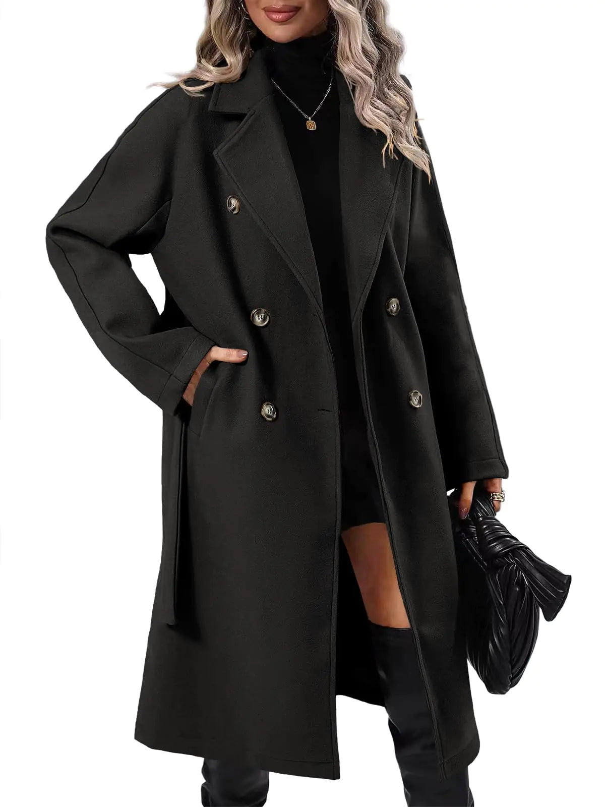 Chic Mid-Length Wool Pea Coat
