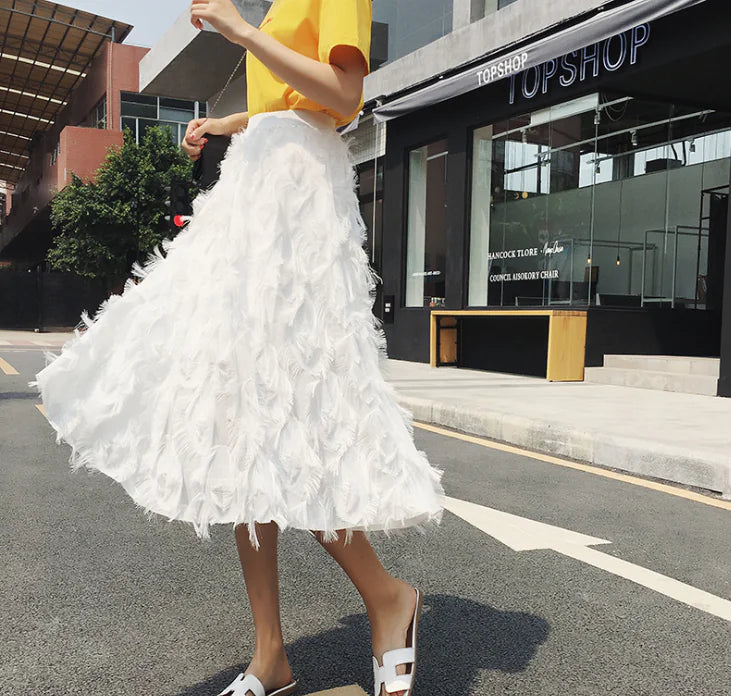 Fringed Midi Skirt and Fairy Long Skirt