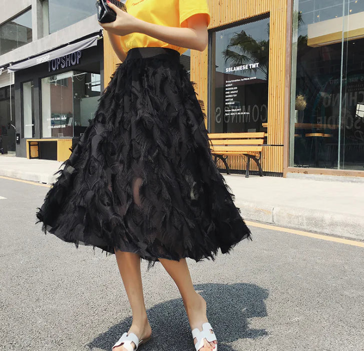 Fringed Midi Skirt and Fairy Long Skirt