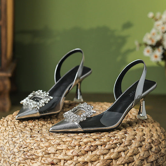 Nude Zapatos De Tacon Altos Slides