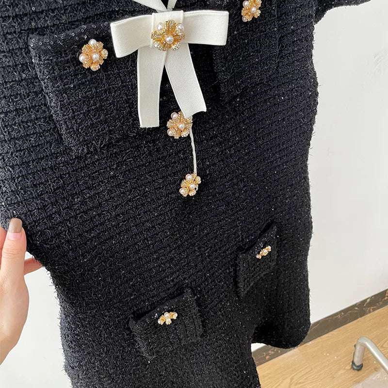 Vintage Knit White Short-Sleeved Dress