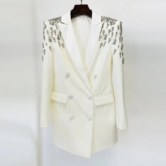 Luxury Crystal Applique Blazer-Dress
