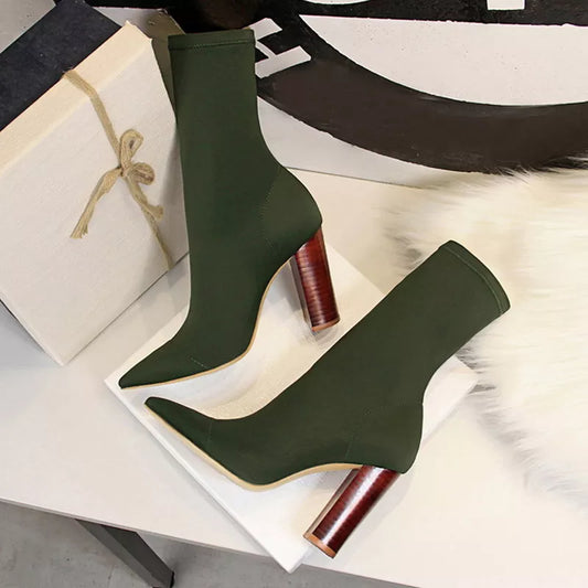 Ankle Boots Square High Heels Pumps Fall Femme