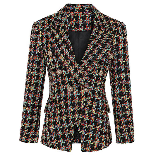 New Arrivals Tweed Fabric Button Embellished Blazer