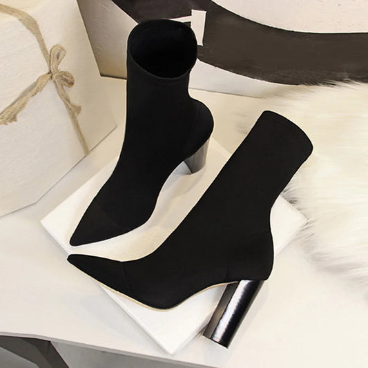 Ankle Boots Square High Heels Pumps Fall Femme