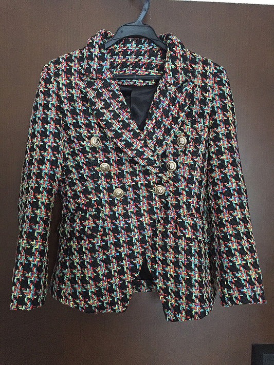 New Arrivals Tweed Fabric Button Embellished Blazer