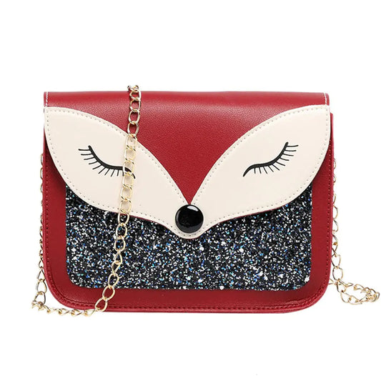 Fox Sequins Leather Cross-body Bag