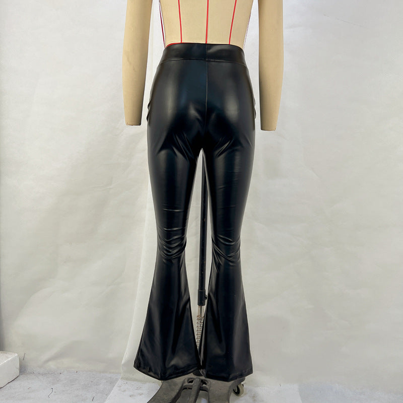 New High Waist PU Leather Pants