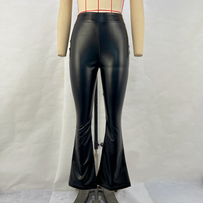 New High Waist PU Leather Pants