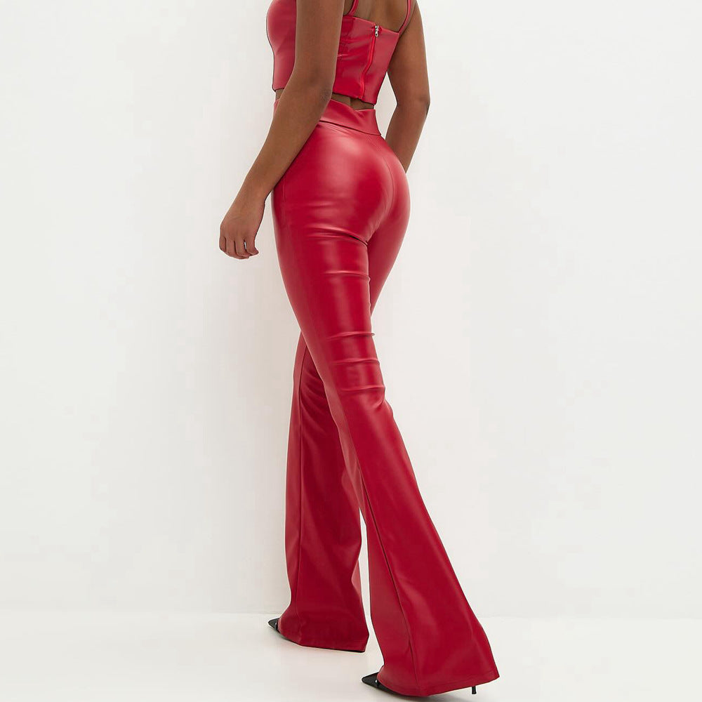 New High Waist PU Leather Pants