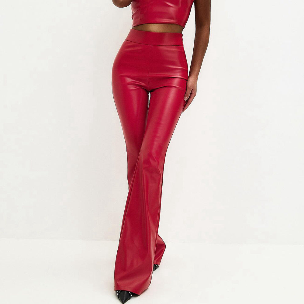New High Waist PU Leather Pants