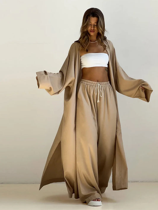 Casual Long Shirt/Coat Pants Sets