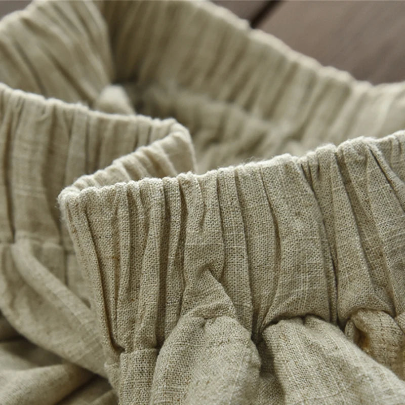 Vintage Linen Wide-Leg 2025 Winter Trousers