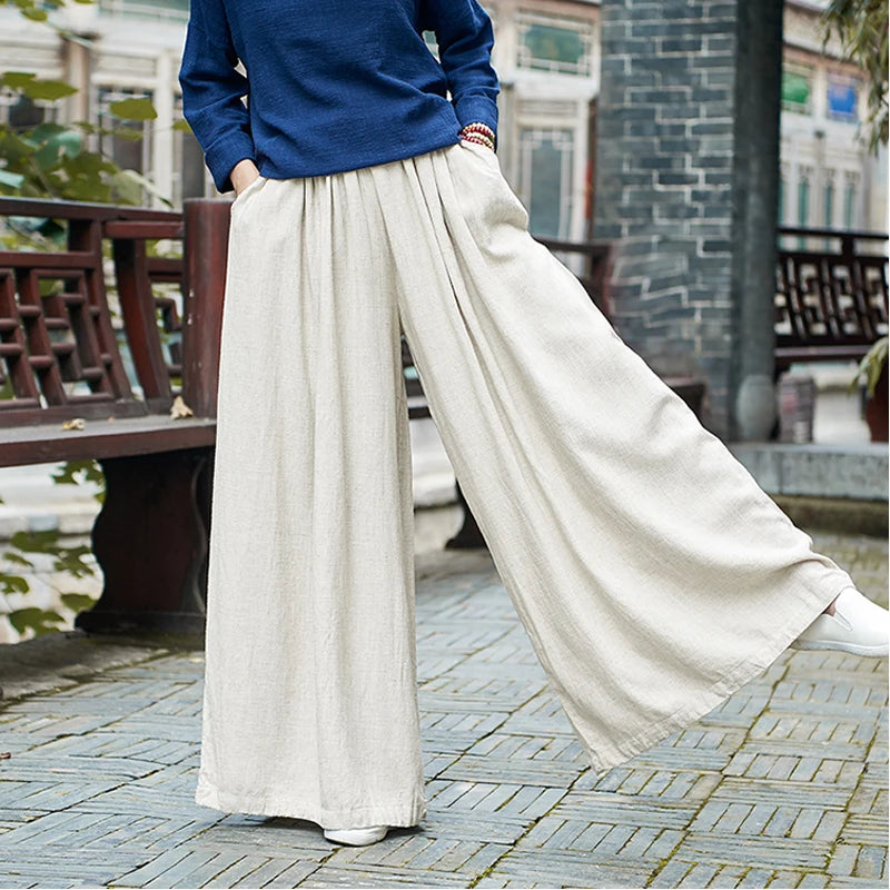 Vintage Linen Wide-Leg 2025 Winter Trousers