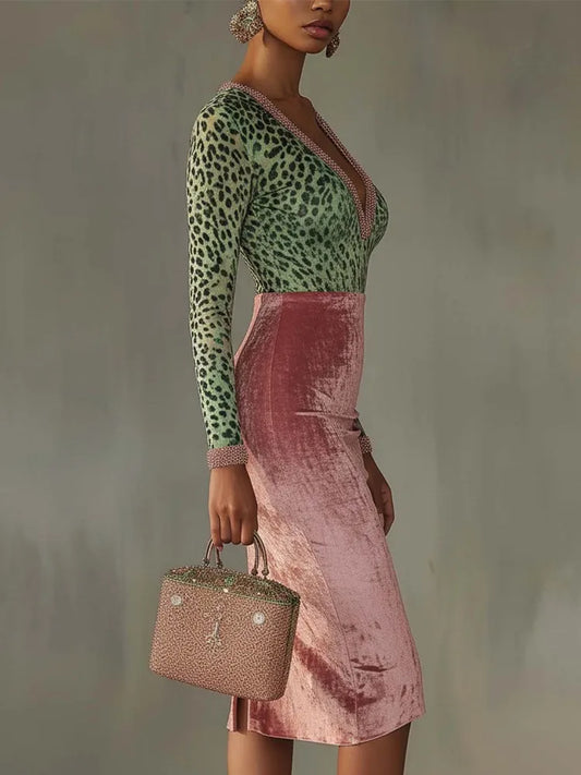 New Comfortable Casual V-neck Stitching Slim Wrap