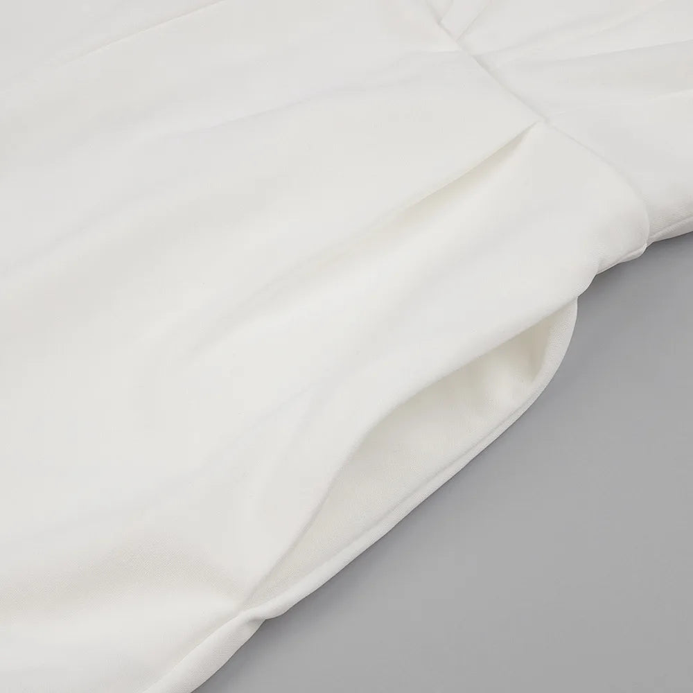 Luxury Long Sleeve Pearl White Bodycon Set Jumpsuit