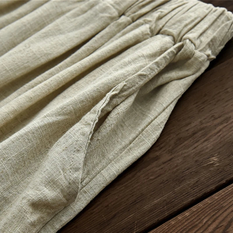 Vintage Linen Wide-Leg 2025 Winter Trousers