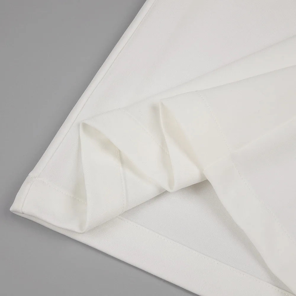 Luxury Long Sleeve Pearl White Bodycon Set Jumpsuit