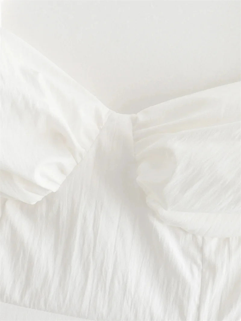 MUJER White Long Dresses Ruffle Slip Corset Dress Sleeveless/Backless