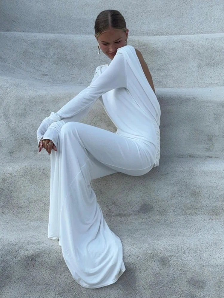 2025 New Backless Dress Long Skirt Slim Fit Long-Sleeved