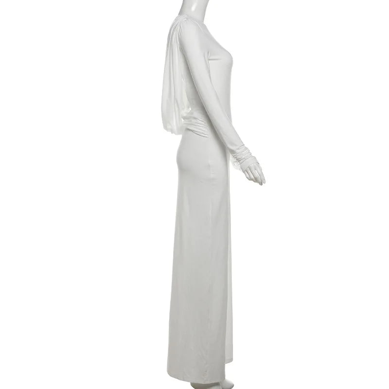 2025 New Backless Dress Long Skirt Slim Fit Long-Sleeved