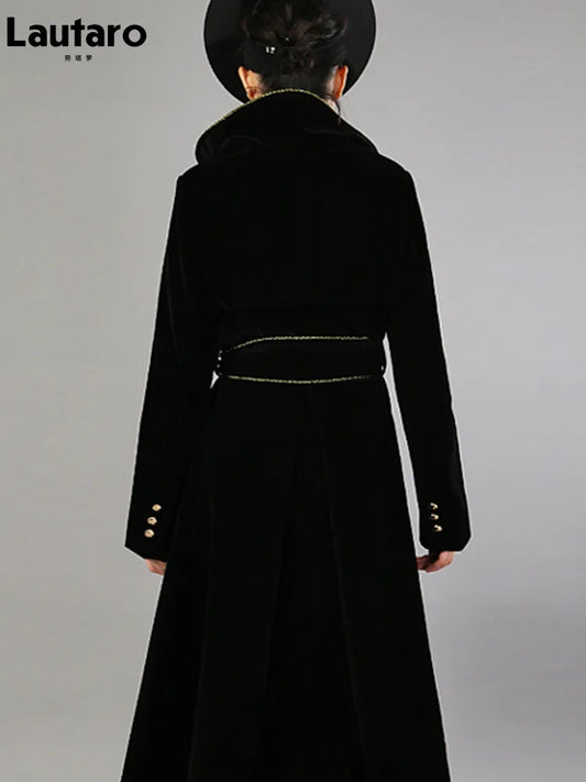 Lautaro Black Velvet Luxury Trench Coat
