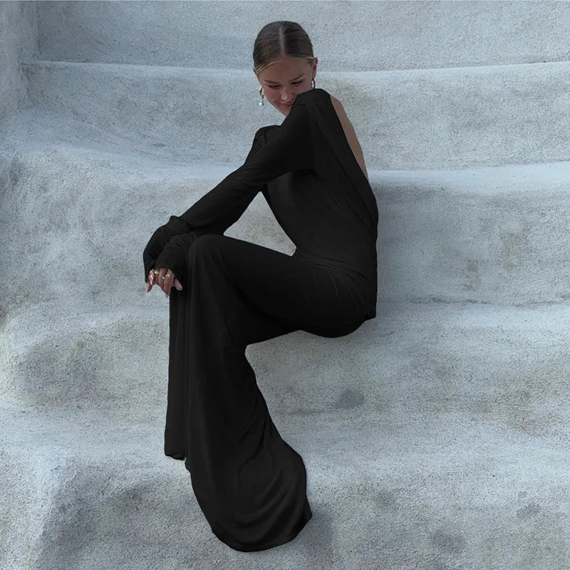 2025 New Backless Dress Long Skirt Slim Fit Long-Sleeved