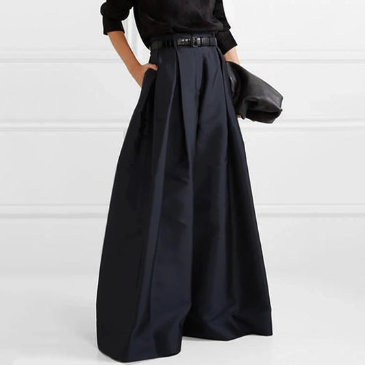 Stylish Urban-Casual High-Waist Solid Color Wide Leg Pants