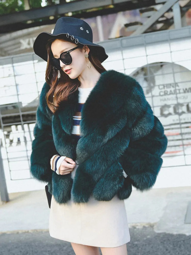 ZADORIN Street wear Furry Faux Fur Coat