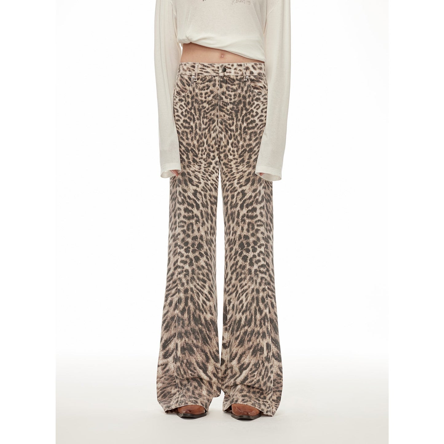 “Wild Roar” Vintage Original Leopard Print Boot-Cut Jeans