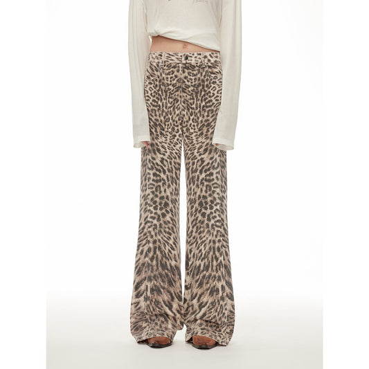 “Wild Roar” Vintage Original Leopard Print Boot-Cut Jeans