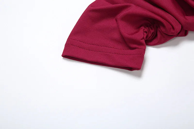 High Neck Pleated Waist Slim Bodycon Long Sleeve Dress