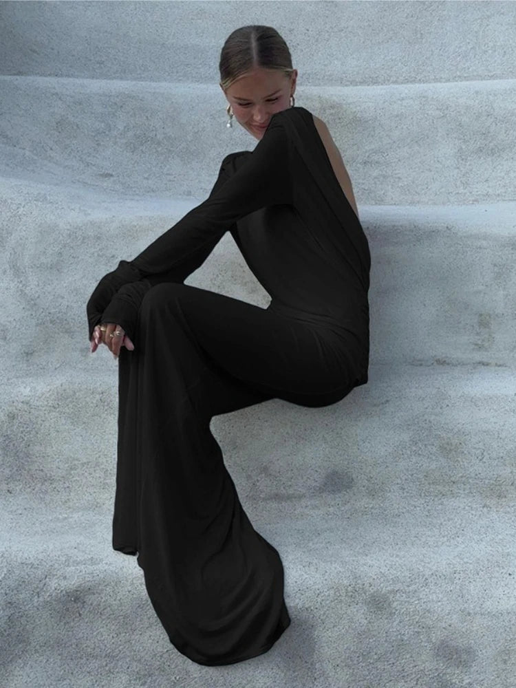 2025 New Backless Dress Long Skirt Slim Fit Long-Sleeved