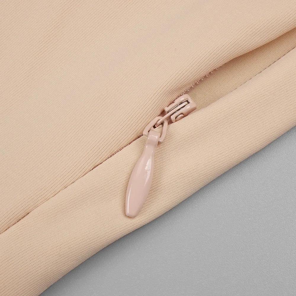 Luxury Long Sleeve Pearl White Bodycon Set Jumpsuit