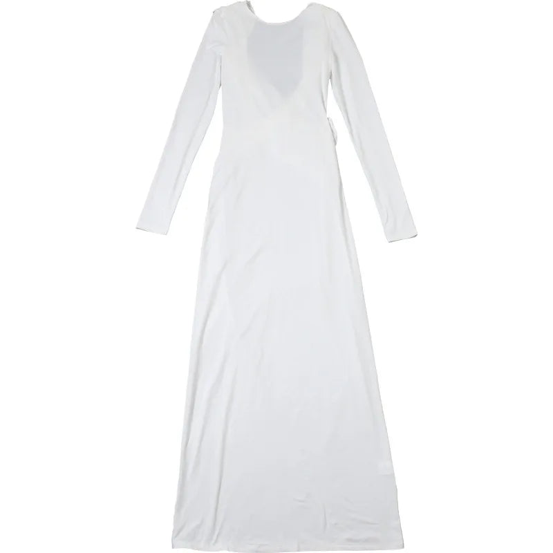 2025 New Backless Dress Long Skirt Slim Fit Long-Sleeved