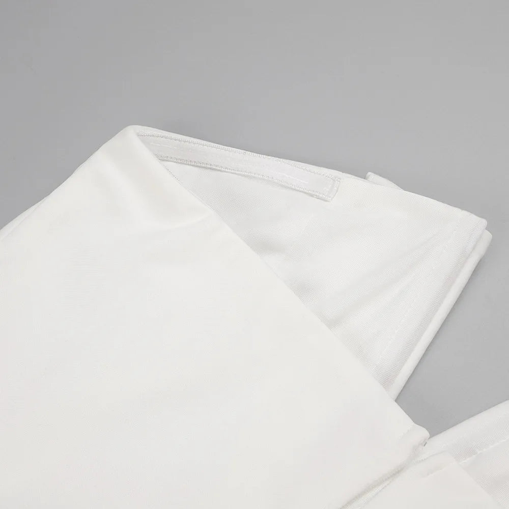 Luxury Long Sleeve Pearl White Bodycon Set Jumpsuit