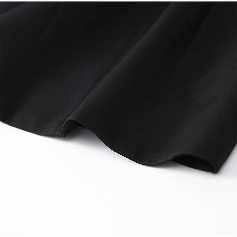 Black Hollowed-Out Mini A-line Long-Sleeved Dress