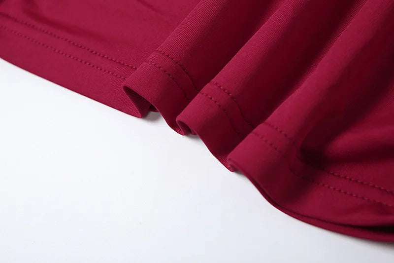 High Neck Pleated Waist Slim Bodycon Long Sleeve Dress