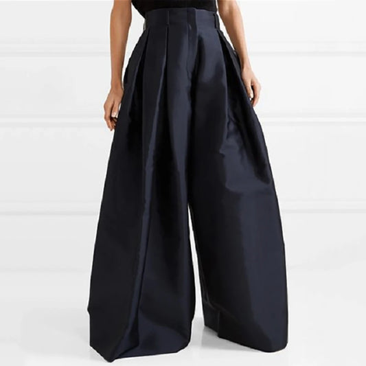 Stylish Urban-Casual High-Waist Solid Color Wide Leg Pants