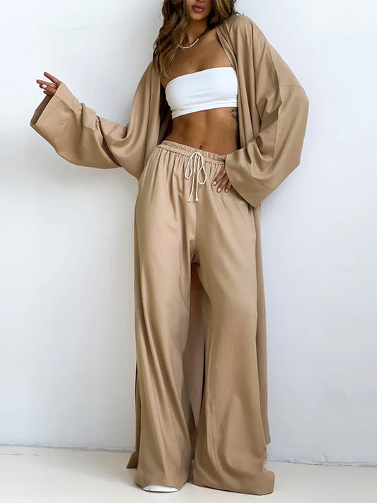 Casual Long Shirt/Coat Pants Sets