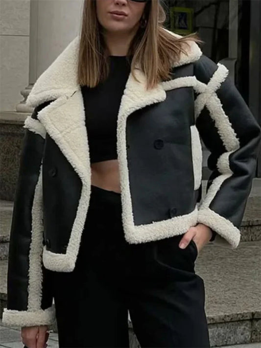 Tossy Lapel Fluffy Over-sized Sweater Coat